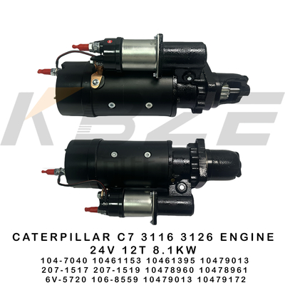 6V-5720 106-8559 CAT C7 3116 3126 เครื่องยนต์ 24V 12T 8.1KW มอเตอร์สตาร์ท 104-7040 10461153 10461395 207-1517 207-1519 สำหรับรถขุด E320 E322 E325